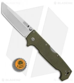 Cold Steel SR1 Tri-Ad Lock Tanto Knife OD Green G-10 (4" Satin S35VN) 62LA -Pro Knife Depot Store Cold Steel SR1 Tanto OD Green G10 satin BHQ 80422 er bottlecap