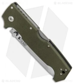 Cold Steel SR1 Tri-Ad Lock Tanto Knife OD Green G-10 (4" Satin S35VN) 62LA -Pro Knife Depot Store Cold Steel SR1 Tanto OD Green G10 satin BHQ 80422 er spine